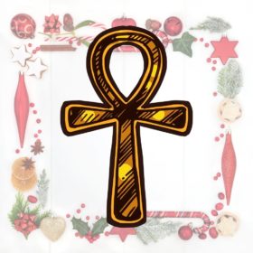 Ein Anch-Zeichen vor Weihnachtsgirlande
