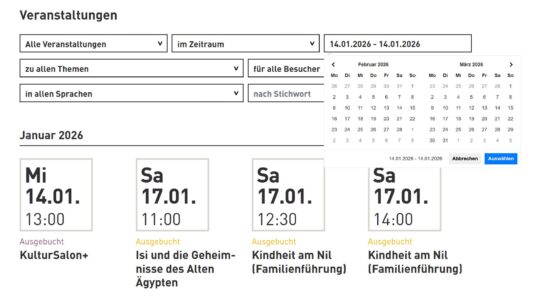 Screenshot der Veranstaltungs-Suchmaske